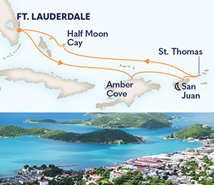 Map of Caribbean cruise 2024 itinerary