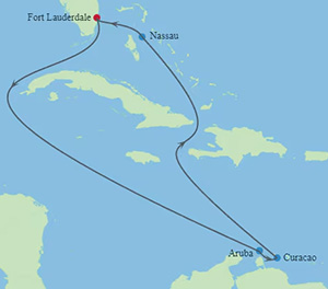 Map of Caribbean cruise 2024 itinerary